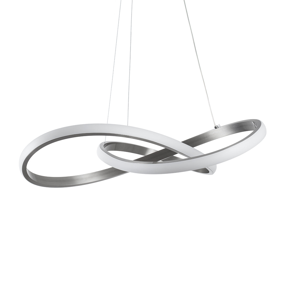 DEXTER 60948 Μοντέρνο Κρεμαστό Φωτιστικό Οροφής LED 72W 8064lm 300° AC 220-240V IP20 Ρυθμιζόμενο Λευκό CCT με Χειριστήριο από 2700K έως 6000K Dimmable - Lumileds SMD Chip - Νίκελ Βούρτσας - Μ56 x Π56 x Υ14