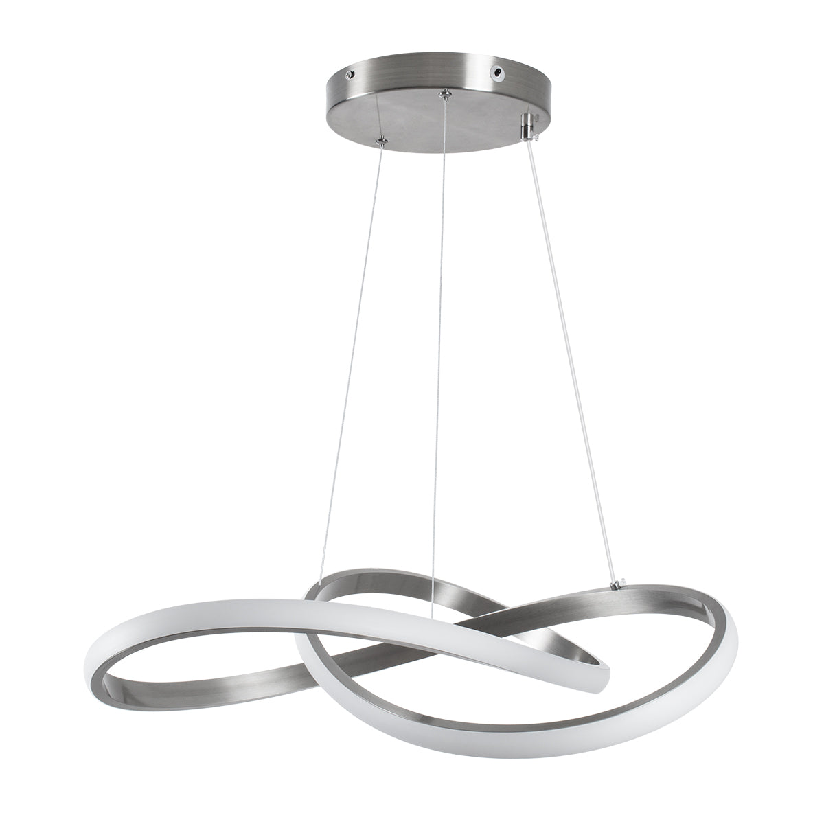 DEXTER 60948 Μοντέρνο Κρεμαστό Φωτιστικό Οροφής LED 72W 8064lm 300° AC 220-240V IP20 Ρυθμιζόμενο Λευκό CCT με Χειριστήριο από 2700K έως 6000K Dimmable - Lumileds SMD Chip - Νίκελ Βούρτσας - Μ56 x Π56 x Υ14