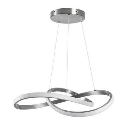 DEXTER 60948 Μοντέρνο Κρεμαστό Φωτιστικό Οροφής LED 72W 8064lm 300° AC 220-240V IP20 Ρυθμιζόμενο Λευκό CCT με Χειριστήριο από 2700K έως 6000K Dimmable - Lumileds SMD Chip - Νίκελ Βούρτσας - Μ56 x Π56 x Υ14