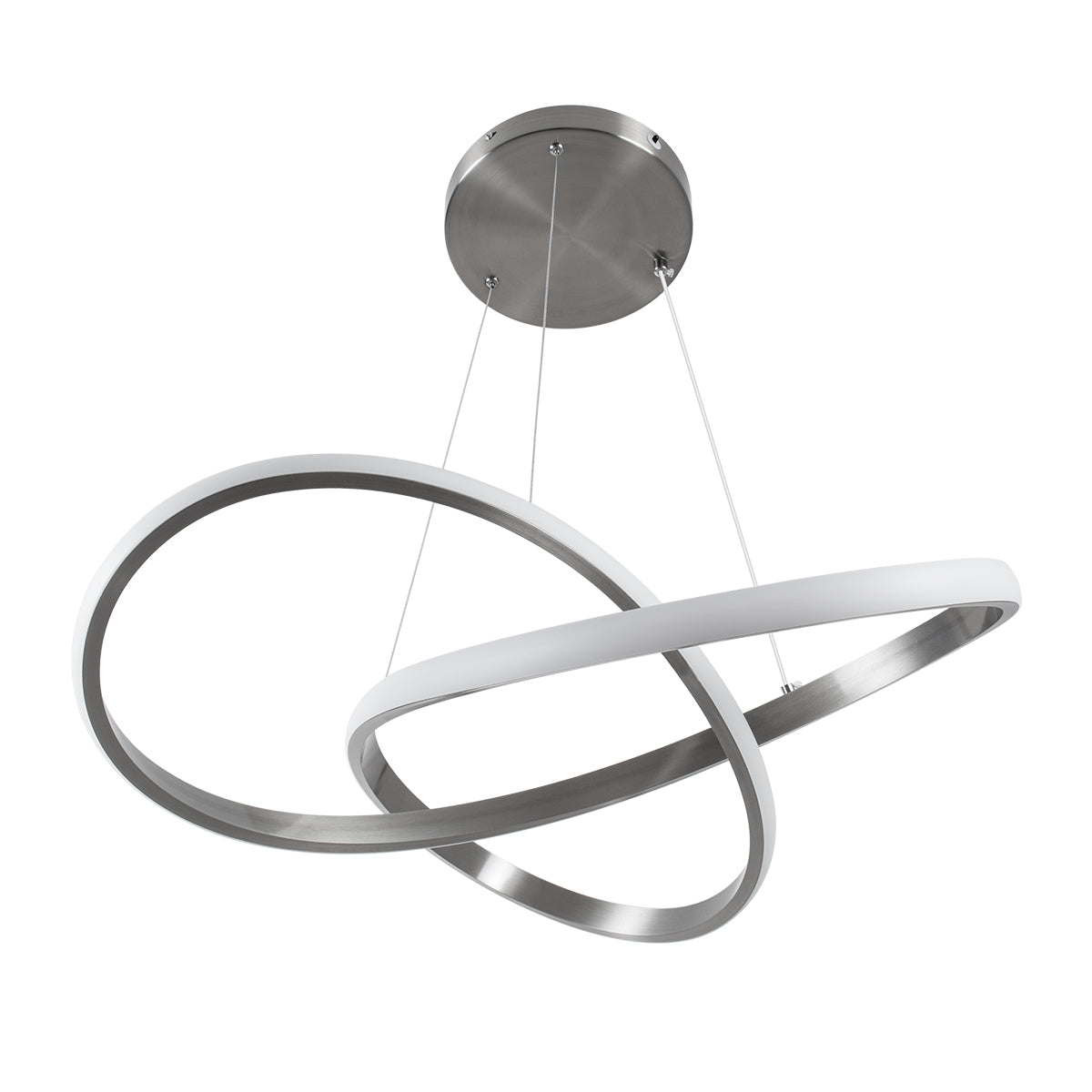 DEXTER 60948 Μοντέρνο Κρεμαστό Φωτιστικό Οροφής LED 72W 8064lm 300° AC 220-240V IP20 Ρυθμιζόμενο Λευκό CCT με Χειριστήριο από 2700K έως 6000K Dimmable - Lumileds SMD Chip - Νίκελ Βούρτσας - Μ56 x Π56 x Υ14