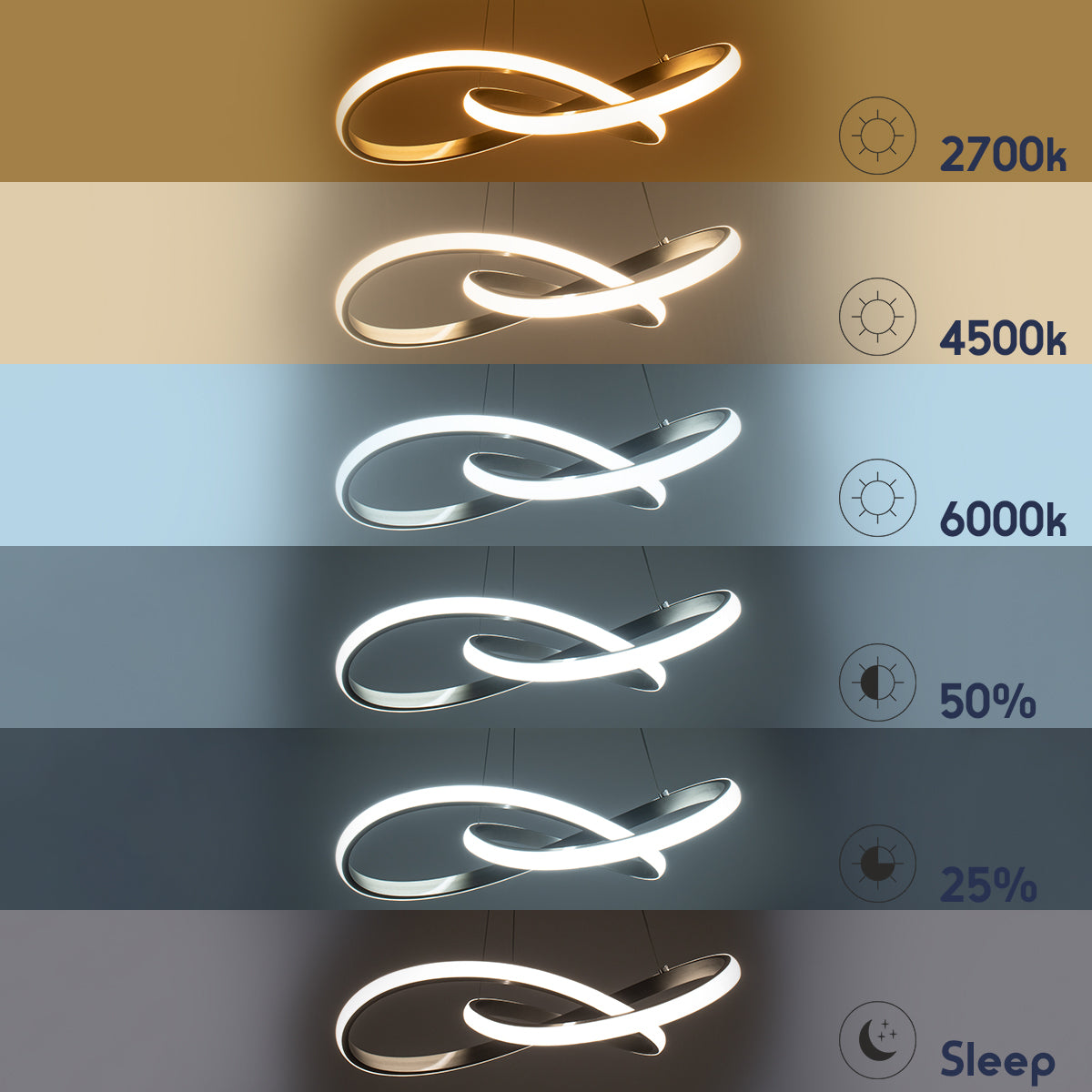 DEXTER 60948 Μοντέρνο Κρεμαστό Φωτιστικό Οροφής LED 72W 8064lm 300° AC 220-240V IP20 Ρυθμιζόμενο Λευκό CCT με Χειριστήριο από 2700K έως 6000K Dimmable - Lumileds SMD Chip - Νίκελ Βούρτσας - Μ56 x Π56 x Υ14