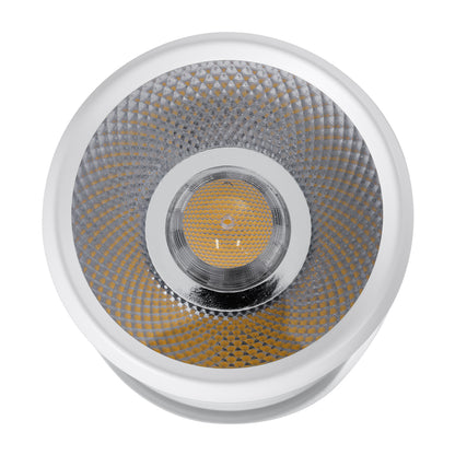 DETRONIC 60501 Επιφανειακό Κινούμενο Spot Downlight LED 10W 1300lm 24° AC 220-240V IP20 Φ9cm x Υ16cm - Στρόγγυλο - Λευκό - Φυσικό Λευκό 4500K - Bridgelux COB - TÜV Certified Driver