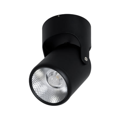 DETRONIC 60503 Επιφανειακό Κινούμενο Spot Downlight LED 10W 1350lm 24° AC 220-240V IP20 Φ9cm x Υ16cm - Στρόγγυλο - Μαύρο - Ψυχρό Λευκό 6000K - Bridgelux COB - TÜV Certified Driver