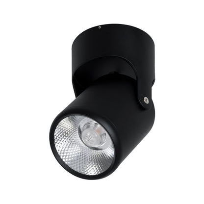 DETRONIC 60505 Επιφανειακό Κινούμενο Spot Downlight LED 10W 1250lm 24° AC 220-240V IP20 Φ9cm x Υ16cm - Στρόγγυλο - Μαύρο - Θερμό Λευκό 2700K - Bridgelux COB - TÜV Certified Driver