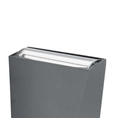 TRIANDE 60555 Φωτιστικό Τοίχου - Απλίκα Αρχιτεκτονικού Φωτισμού Εσωτερικού/Εξωτερικού Χώρου Up & Down LED 10W 1200lm 5° & 60° AC 220-240V IP65 Μ8.5 x Π8.5 x Υ20cm - Φυσικό Λευκό 4500K - Γκρι Αλουμίνιο - Bridgelux Chip