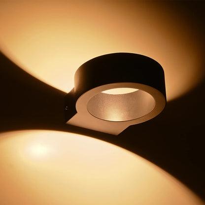 AURA KLV-101-0113 Φωτιστικό Τοίχου / Απλίκα LED 7W 875lm 45° AC 220-240V Αδιάβροχο IP65 Θερμό Λευκό 2700K - Bridgelux COB Chip & TÜV SÜD Driver - Μαύρο Ματ - Μ15 x Π13 x Υ4.5