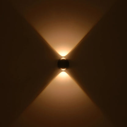 VEGA 60672 Μοντέρνο Φωτιστικό Τοίχου - Απλίκα LED 6W 750lm 30° AC 220-240V Αδιάβροχο IP65 Θερμό Λευκό 2700K - Bridgelux COB Chip & TÜV SÜD Driver - Μαύρο Ματ - Μ10 x Π7.5 x Υ10