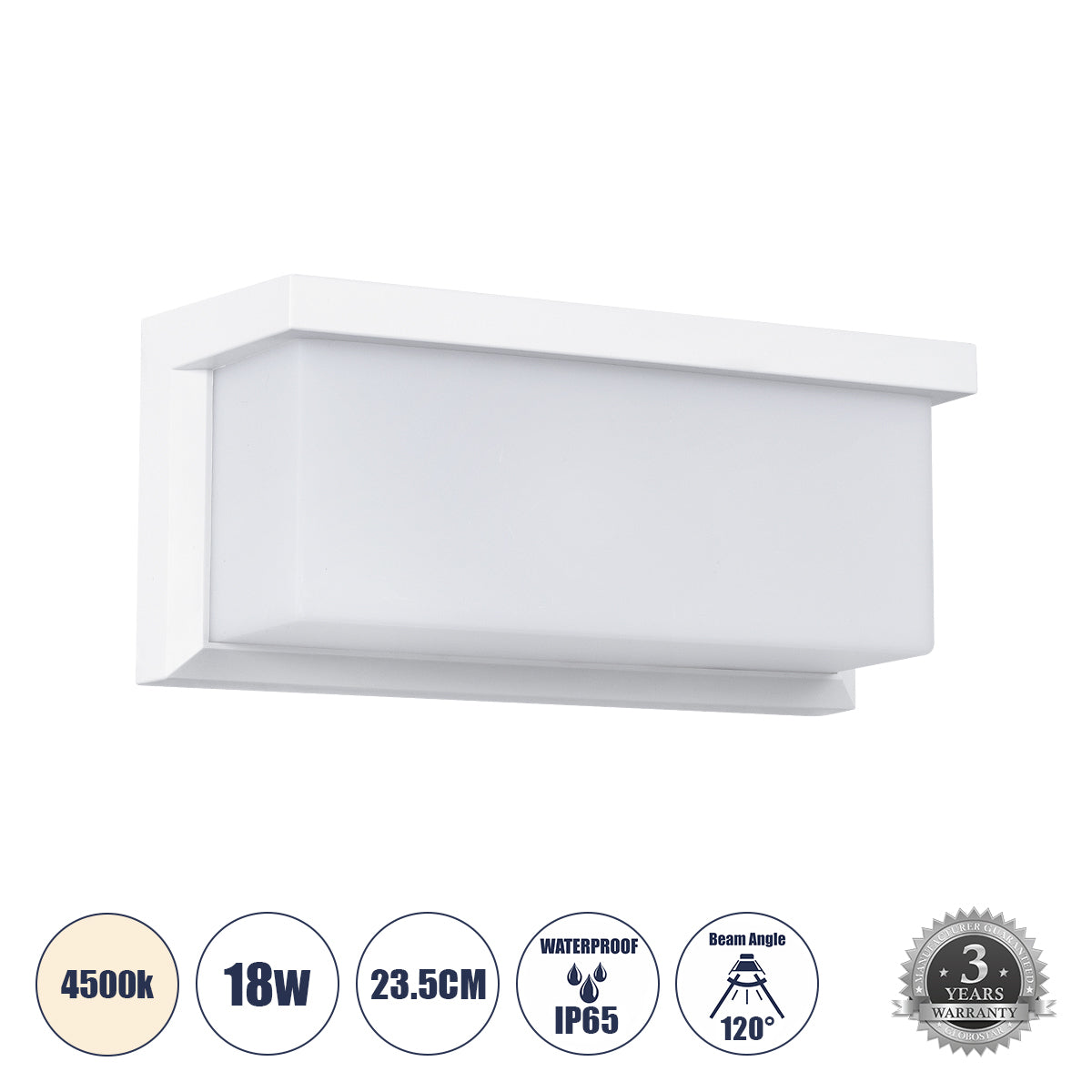 CITYSCAPE 60697 Μοντέρνο Φωτιστικό Τοίχου - Απλίκα LED 18W 1890lm 120° AC 220-240V Αδιάβροχο IP65 Φυσικό Λευκό 4500K - Bridgelux SMD Chip - Λευκό Ματ - Μ23.5 x Π11 x Υ10