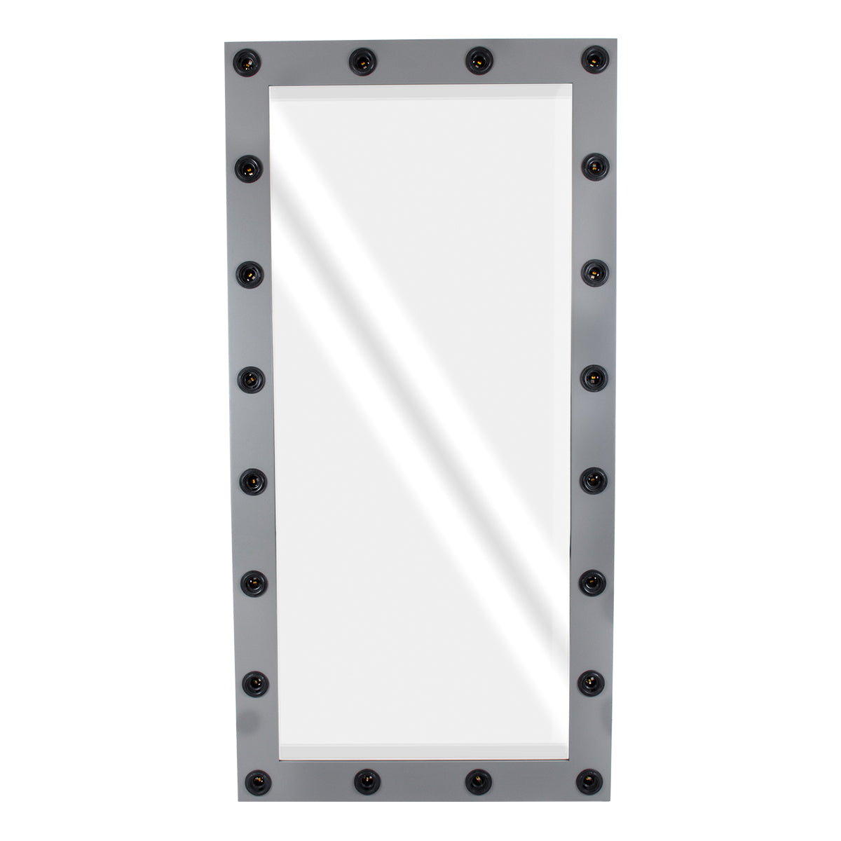 MAKEUP MIRROR-160x80-6 Μοντέρνος Καθρέπτης Μακιγιάζ με Πλαίσιο Φυσικού Ξύλου με Διακόπτη On/Off 20 x E27 AC220-240V - Μ80 x Π7 x Υ160cm - Γκρι Ανθρακί