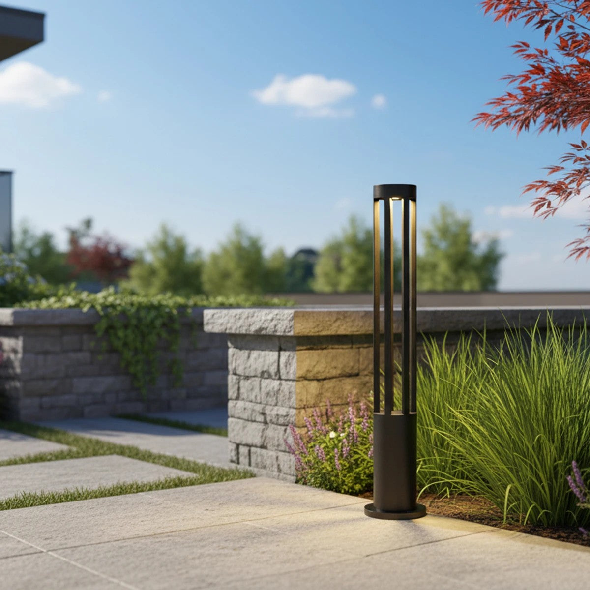 GREMO KLV-101-0123 Φωτιστικό Κολωνάκι Κήπου LED 7W 735lm 45° AC 220-240V Αδιάβροχο IP65 Θερμό Λευκό 2700K - Bridgelux COB Chip & TÜV SÜD Driver - Γκρι Ανθρακί Ματ - Μ15.5 x Π15.5 x Υ80