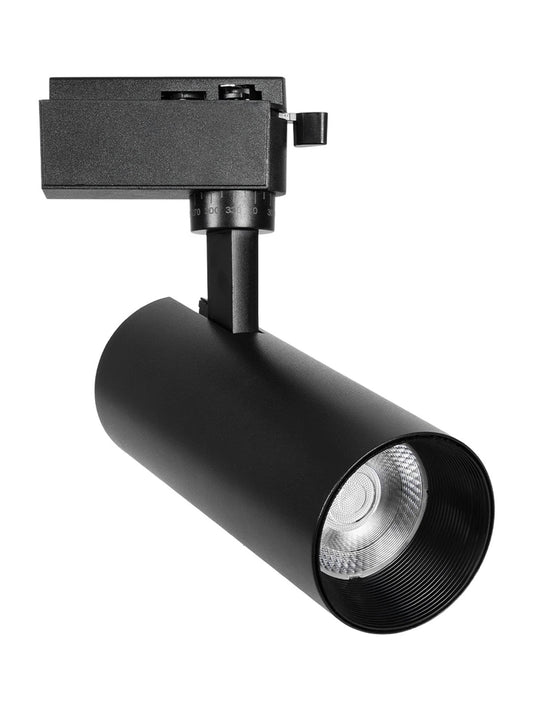 LUGANO 60810 Μονοφασικό Σποτ Ράγας LED 20W 2500lm 36° AC 220-240V IP20 Φυσικό Λευκό 4500K - Bridgelux COB Chip & TÜV SÜD Driver - Eurotrack 1PH - Μαύρο Ματ - Μ8.5 x Π6.5 x Υ20.5