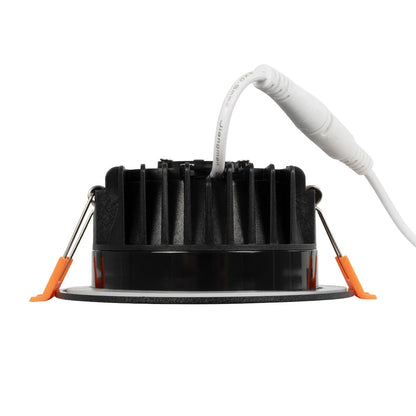 WATERA 60897 Χωνευτό Downlight Σποτ Panel LED 12W 1500lm 120° AC 220-240V Αδιάβροχο IP54 Ρυθμιζόμενο Λευκό CCT με Διακόπτη στο Σώμα 2700K/4500K/6000K Dimmable - Lumileds SMD Chip & TÜV SÜD Driver - Μαύρο Ματ - Μ10.8 x Π10.8 x Υ3.2cm / Q9cm