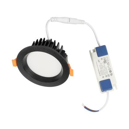 WATERA 60897 Χωνευτό Downlight Σποτ Panel LED 12W 1500lm 120° AC 220-240V Αδιάβροχο IP54 Ρυθμιζόμενο Λευκό CCT με Διακόπτη στο Σώμα 2700K/4500K/6000K Dimmable - Lumileds SMD Chip & TÜV SÜD Driver - Μαύρο Ματ - Μ10.8 x Π10.8 x Υ3.2cm / Q9cm