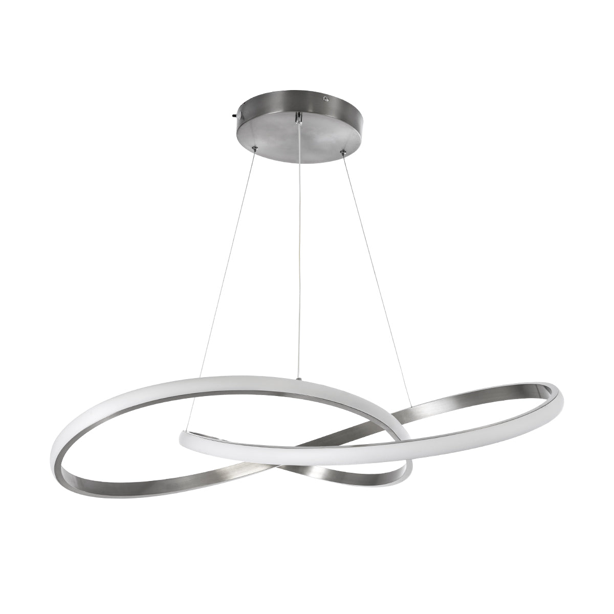 DEXTER 60915 Κρεμαστό Φωτιστικό Οροφής Design LED CCT 90W 10080lm 300° AC 220-240V - Εναλλαγή Φωτισμού μέσω Τηλεχειριστηρίου All In One Ψυχρό 6000k+Φυσικό 4500k+Θερμό 2700k Dimmable Φ73cm - Νίκελ Βούρτσας