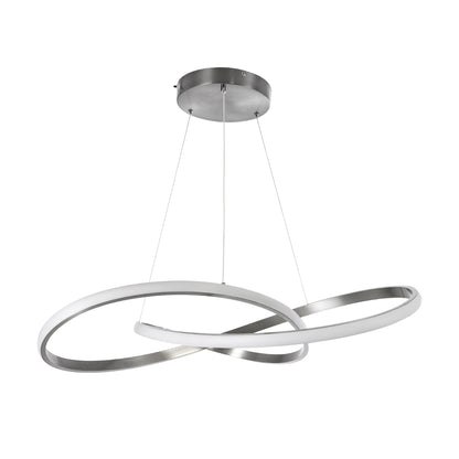 DEXTER 60915 Κρεμαστό Φωτιστικό Οροφής Design LED CCT 90W 10080lm 300° AC 220-240V - Εναλλαγή Φωτισμού μέσω Τηλεχειριστηρίου All In One Ψυχρό 6000k+Φυσικό 4500k+Θερμό 2700k Dimmable Φ73cm - Νίκελ Βούρτσας