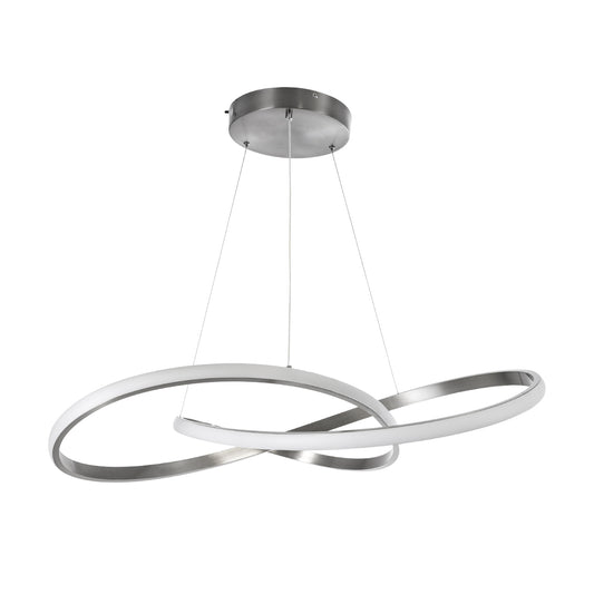 DEXTER 60915 Κρεμαστό Φωτιστικό Οροφής Design LED CCT 90W 10080lm 300° AC 220-240V - Εναλλαγή Φωτισμού μέσω Τηλεχειριστηρίου All In One Ψυχρό 6000k+Φυσικό 4500k+Θερμό 2700k Dimmable Φ73cm - Νίκελ Βούρτσας