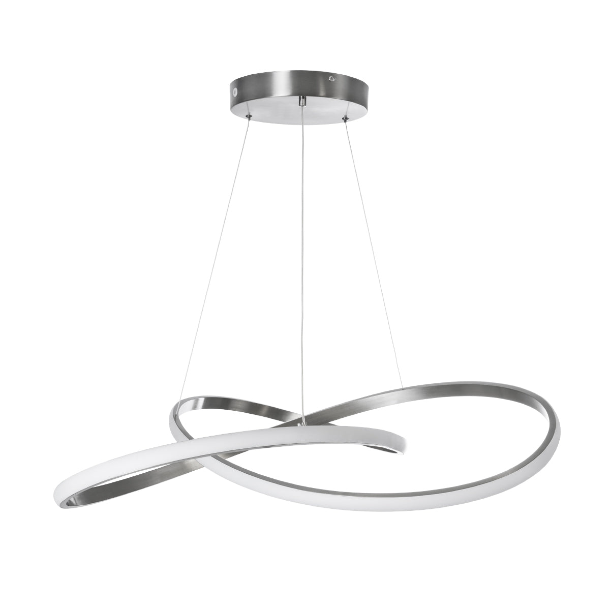 DEXTER 60915 Κρεμαστό Φωτιστικό Οροφής Design LED CCT 90W 10080lm 300° AC 220-240V - Εναλλαγή Φωτισμού μέσω Τηλεχειριστηρίου All In One Ψυχρό 6000k+Φυσικό 4500k+Θερμό 2700k Dimmable Φ73cm - Νίκελ Βούρτσας