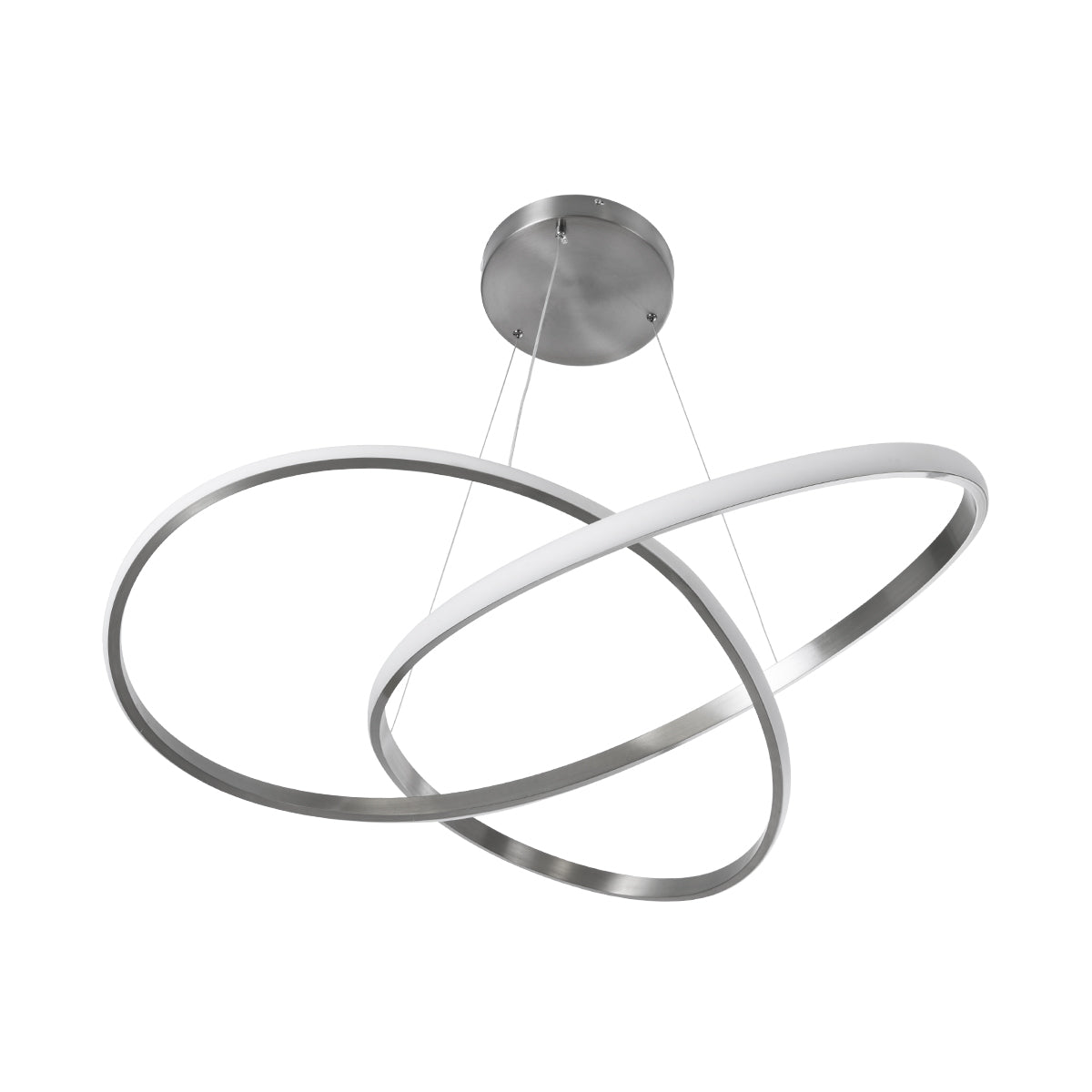 DEXTER 60915 Κρεμαστό Φωτιστικό Οροφής Design LED CCT 90W 10080lm 300° AC 220-240V - Εναλλαγή Φωτισμού μέσω Τηλεχειριστηρίου All In One Ψυχρό 6000k+Φυσικό 4500k+Θερμό 2700k Dimmable Φ73cm - Νίκελ Βούρτσας