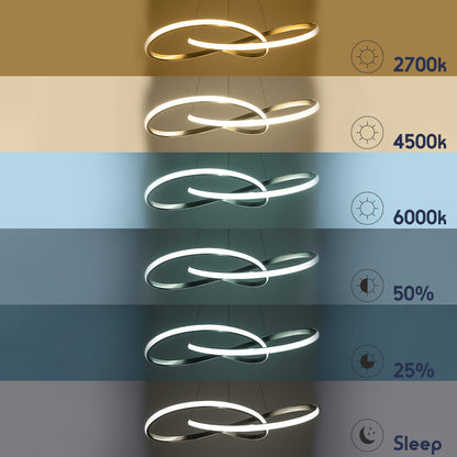 DEXTER 60915 Κρεμαστό Φωτιστικό Οροφής Design LED CCT 90W 10080lm 300° AC 220-240V - Εναλλαγή Φωτισμού μέσω Τηλεχειριστηρίου All In One Ψυχρό 6000k+Φυσικό 4500k+Θερμό 2700k Dimmable Φ73cm - Νίκελ Βούρτσας