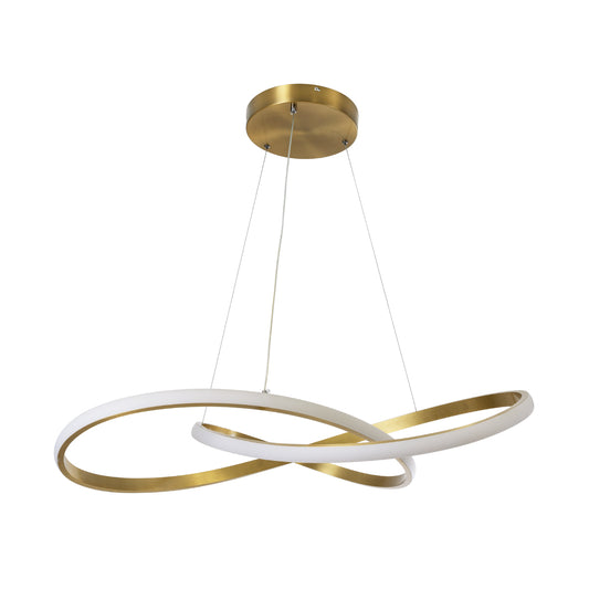 DEXTER 60916 Κρεμαστό Φωτιστικό Οροφής Design LED CCT 90W 10080lm 300° AC 220-240V - Εναλλαγή Φωτισμού μέσω Τηλεχειριστηρίου All In One Ψυχρό 6000k+Φυσικό 4500k+Θερμό 2700k Dimmable Φ73cm - Χρυσό Βούρτσας