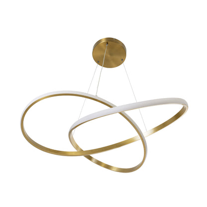 DEXTER 60916 Κρεμαστό Φωτιστικό Οροφής Design LED CCT 90W 10080lm 300° AC 220-240V - Εναλλαγή Φωτισμού μέσω Τηλεχειριστηρίου All In One Ψυχρό 6000k+Φυσικό 4500k+Θερμό 2700k Dimmable Φ73cm - Χρυσό Βούρτσας