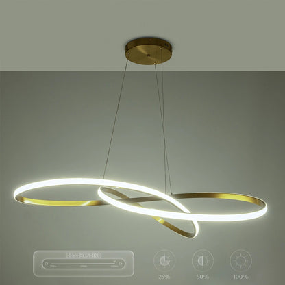 DEXTER 60920 Μοντέρνο Κρεμαστό Φωτιστικό Οροφής LED 120W 13440lm 300° AC 220-240V IP20 Ρυθμιζόμενο Λευκό CCT με Χειριστήριο από 2700K έως 6000K Dimmable - Lumileds SMD Chip - Χρυσό Βούρτσας - Μ103 x Π103 x Υ30