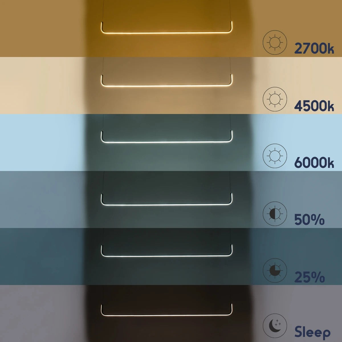 LINARIA 60923 Μοντέρνο Κρεμαστό Φωτιστικό Οροφής LED 36W 4150lm 180° AC 220-240V IP20 Ρυθμιζόμενο Λευκό CCT με Χειριστήριο από 2700K έως 6000K Dimmable - Lumileds SMD Chip - Χρυσό Βούρτσας - Μ120 x Π2 x Υ10cm