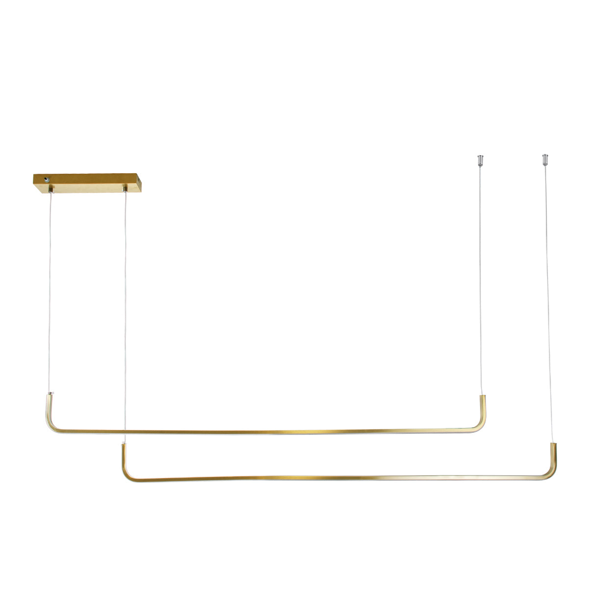 LINARIA DUO 60926 Μοντέρνο Κρεμαστό Φωτιστικό Οροφής LED 72W 8300lm 200° AC 220-240V IP20 Ρυθμιζόμενο Λευκό CCT με Χειριστήριο από 2700K έως 6000K Dimmable - Lumileds SMD Chip - Χρυσό Βούρτσας - Μ220 x Π4 x Υ25