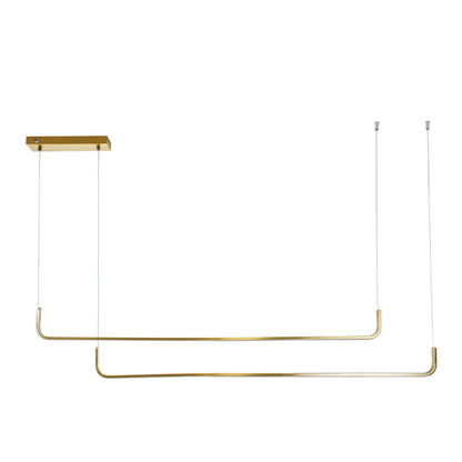 LINARIA DUO 60926 Μοντέρνο Κρεμαστό Φωτιστικό Οροφής LED 72W 8300lm 200° AC 220-240V IP20 Ρυθμιζόμενο Λευκό CCT με Χειριστήριο από 2700K έως 6000K Dimmable - Lumileds SMD Chip - Χρυσό Βούρτσας - Μ220 x Π4 x Υ25