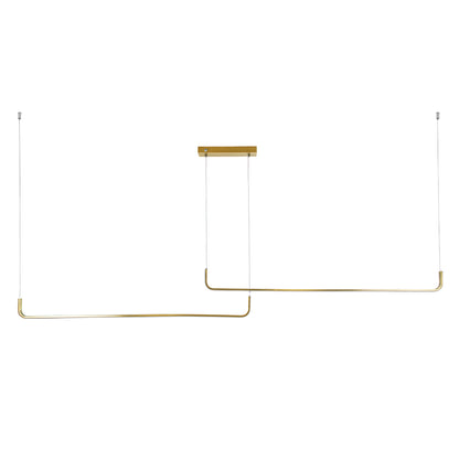 LINARIA DUO 60926 Μοντέρνο Κρεμαστό Φωτιστικό Οροφής LED 72W 8300lm 200° AC 220-240V IP20 Ρυθμιζόμενο Λευκό CCT με Χειριστήριο από 2700K έως 6000K Dimmable - Lumileds SMD Chip - Χρυσό Βούρτσας - Μ220 x Π4 x Υ25