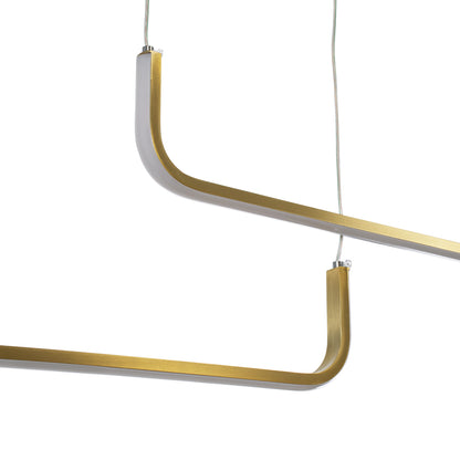 LINARIA DUO 60926 Μοντέρνο Κρεμαστό Φωτιστικό Οροφής LED 72W 8300lm 200° AC 220-240V IP20 Ρυθμιζόμενο Λευκό CCT με Χειριστήριο από 2700K έως 6000K Dimmable - Lumileds SMD Chip - Χρυσό Βούρτσας - Μ220 x Π4 x Υ25