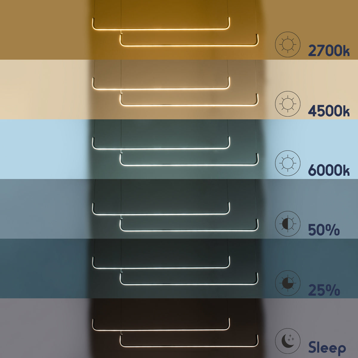 LINARIA DUO 60926 Μοντέρνο Κρεμαστό Φωτιστικό Οροφής LED 72W 8300lm 200° AC 220-240V IP20 Ρυθμιζόμενο Λευκό CCT με Χειριστήριο από 2700K έως 6000K Dimmable - Lumileds SMD Chip - Χρυσό Βούρτσας - Μ220 x Π4 x Υ25