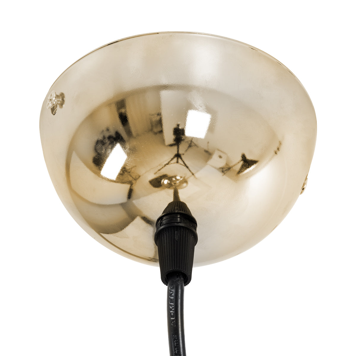 GLASSO 60927 Μοντέρνο Κρεμαστό Φωτιστικό Οροφής Μονόφωτο 1 x E27 Φιμέ Καθρεπτιζέ Χρυσό Μελί Γυάλινη Μπάλα με Μεταλλικό Επιχρωμιωμένο Σώμα Φ27 x Υ52cm