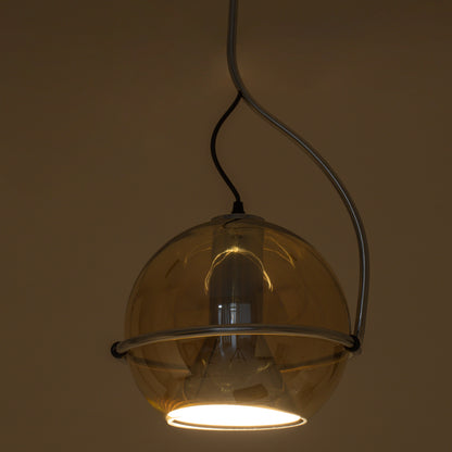 GLASSO 60927 Μοντέρνο Κρεμαστό Φωτιστικό Οροφής Μονόφωτο 1 x E27 Φιμέ Καθρεπτιζέ Χρυσό Μελί Γυάλινη Μπάλα με Μεταλλικό Επιχρωμιωμένο Σώμα Φ27 x Υ52cm