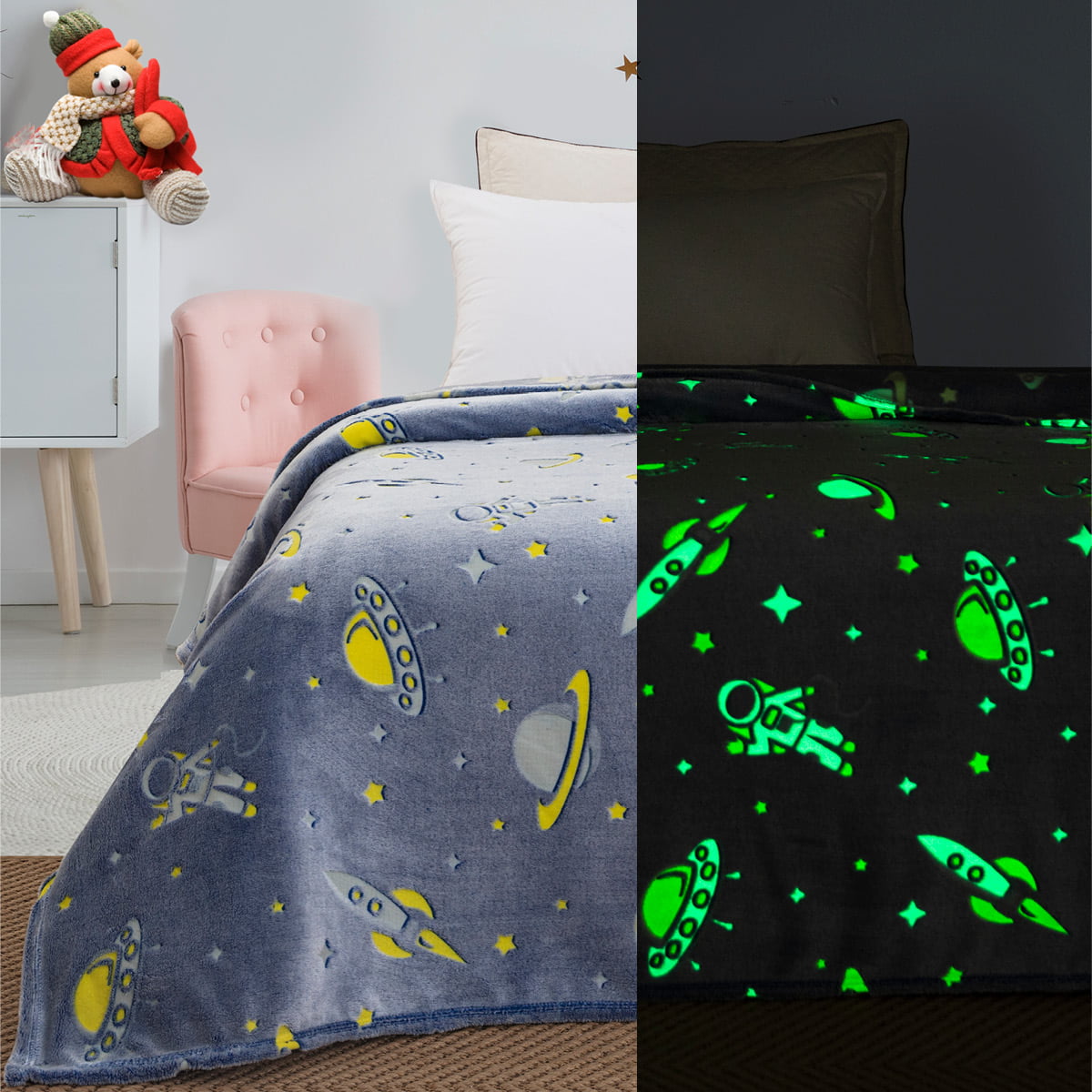 Κουβέρτα Μονή Φωσφορίζουσα Flash Art 6092 160x220εκ Γαλάζιο