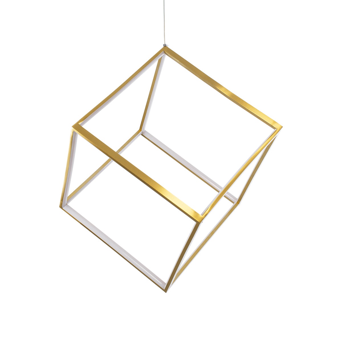 KIBOO 60930 Μοντέρνο Κρεμαστό Φωτιστικό Οροφής LED 36W 4150lm 360° AC 220-240V IP20 Ρυθμιζόμενο Λευκό CCT με Χειριστήριο από 2700K έως 6000K Dimmable - Lumileds SMD Chip - Χρυσό Βούρτσας - Μ40 x Π40 x Υ40