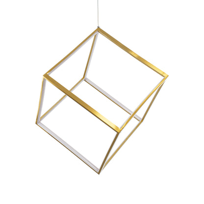 KIBOO 60930 Μοντέρνο Κρεμαστό Φωτιστικό Οροφής LED 36W 4150lm 360° AC 220-240V IP20 Ρυθμιζόμενο Λευκό CCT με Χειριστήριο από 2700K έως 6000K Dimmable - Lumileds SMD Chip - Χρυσό Βούρτσας - Μ40 x Π40 x Υ40