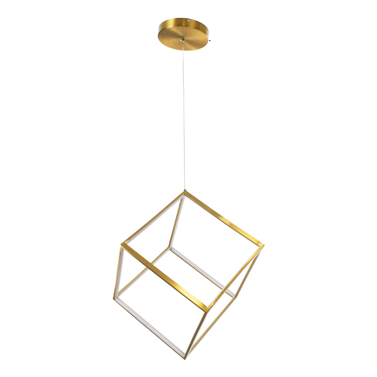 KIBOO 60930 Μοντέρνο Κρεμαστό Φωτιστικό Οροφής LED 36W 4150lm 360° AC 220-240V IP20 Ρυθμιζόμενο Λευκό CCT με Χειριστήριο από 2700K έως 6000K Dimmable - Lumileds SMD Chip - Χρυσό Βούρτσας - Μ40 x Π40 x Υ40