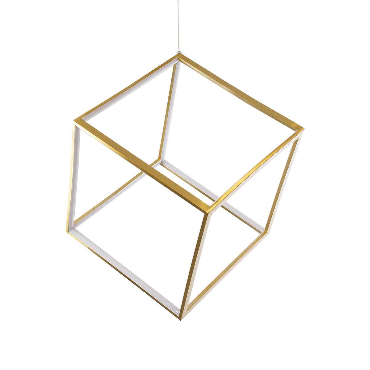 KIBOO 60930 Μοντέρνο Κρεμαστό Φωτιστικό Οροφής LED 36W 4150lm 360° AC 220-240V IP20 Ρυθμιζόμενο Λευκό CCT με Χειριστήριο από 2700K έως 6000K Dimmable - Lumileds SMD Chip - Χρυσό Βούρτσας - Μ40 x Π40 x Υ40