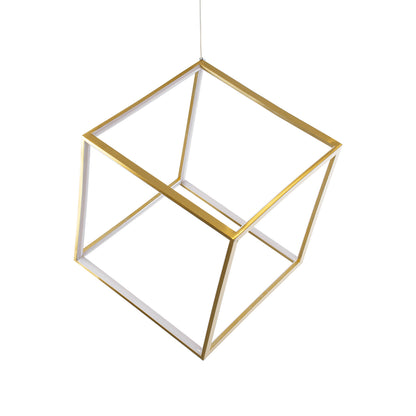 KIBOO 60930 Μοντέρνο Κρεμαστό Φωτιστικό Οροφής LED 36W 4150lm 360° AC 220-240V IP20 Ρυθμιζόμενο Λευκό CCT με Χειριστήριο από 2700K έως 6000K Dimmable - Lumileds SMD Chip - Χρυσό Βούρτσας - Μ40 x Π40 x Υ40