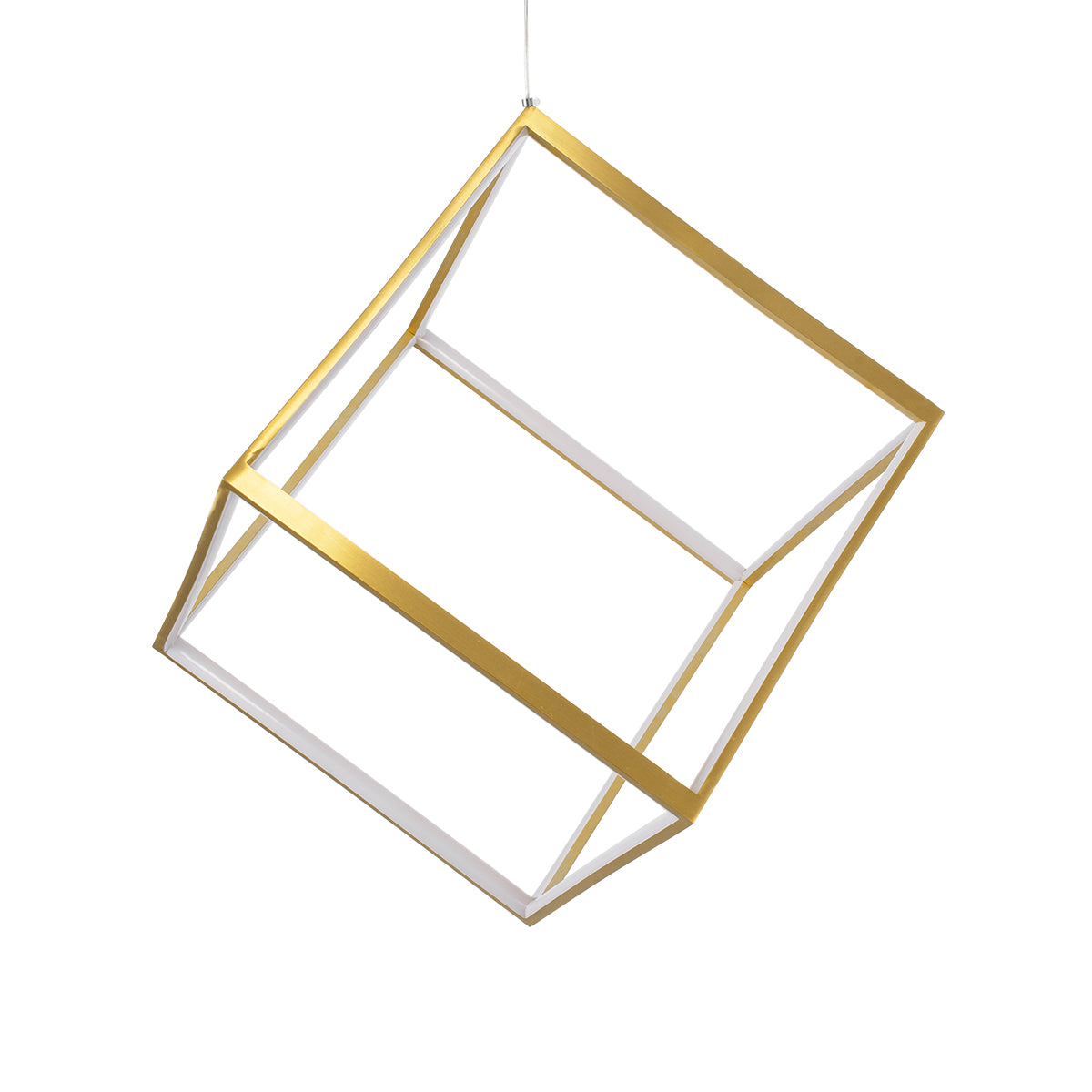 KIBOO 60930 Μοντέρνο Κρεμαστό Φωτιστικό Οροφής LED 36W 4150lm 360° AC 220-240V IP20 Ρυθμιζόμενο Λευκό CCT με Χειριστήριο από 2700K έως 6000K Dimmable - Lumileds SMD Chip - Χρυσό Βούρτσας - Μ40 x Π40 x Υ40