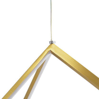 KIBOO 60930 Μοντέρνο Κρεμαστό Φωτιστικό Οροφής LED 36W 4150lm 360° AC 220-240V IP20 Ρυθμιζόμενο Λευκό CCT με Χειριστήριο από 2700K έως 6000K Dimmable - Lumileds SMD Chip - Χρυσό Βούρτσας - Μ40 x Π40 x Υ40