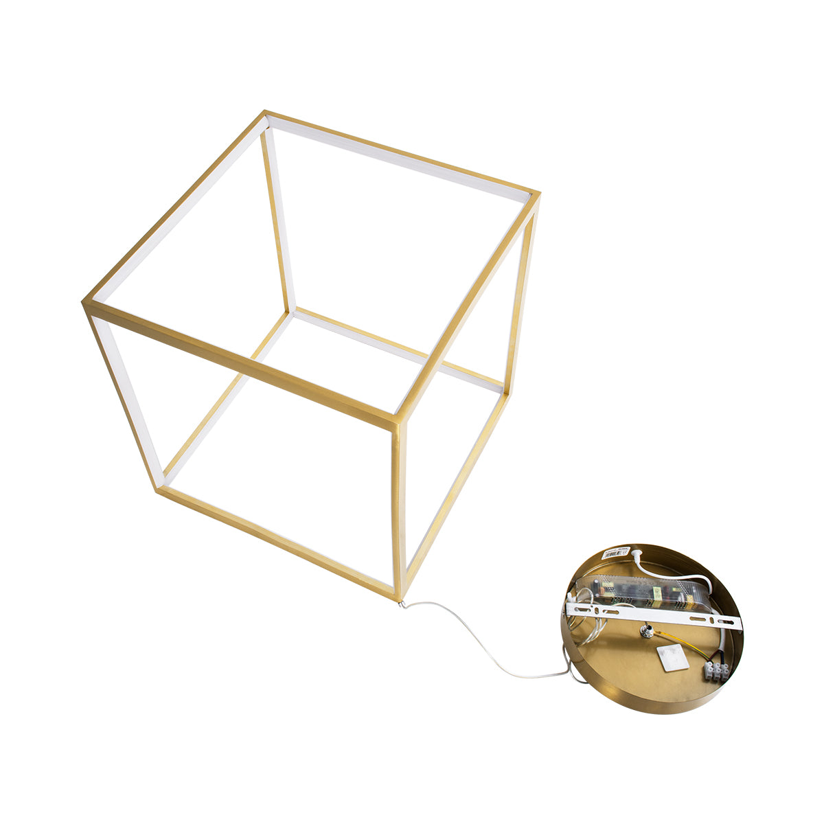 KIBOO 60930 Μοντέρνο Κρεμαστό Φωτιστικό Οροφής LED 36W 4150lm 360° AC 220-240V IP20 Ρυθμιζόμενο Λευκό CCT με Χειριστήριο από 2700K έως 6000K Dimmable - Lumileds SMD Chip - Χρυσό Βούρτσας - Μ40 x Π40 x Υ40