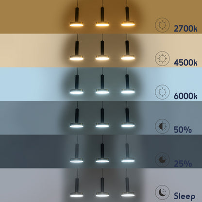 ZANE 60936 Κρεμαστό Φωτιστικό Design LED CCT 54W 6048lm 120° AC 220-240V IP20 - Εναλλαγή Φωτισμού μέσω Τηλεχειριστηρίου All In One Ψυχρό 6000k+Φυσικό 4500k+Θερμό 2700k Dimmable - Μ80 x Π15 x Υ20cm - Μαύρο & Χρυσό - 3 Χρόνια Εγγύηση