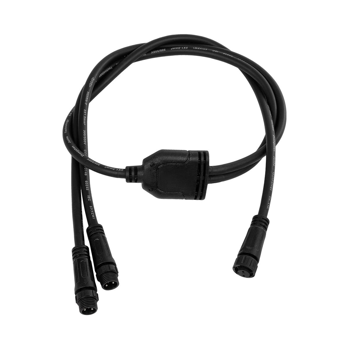 CONNECTOR 60954 2 Pin Καλώδιο/Επέκταση Τ 1 Μέτρου με Είσοδο 1 x Αρσενικό Βύσμα & Έξοδο 2 x Θηλυκά Βύσματα Αδιάβροχο IP68 - Μαύρο - Μ100 x Π3.7 x Υ1.4