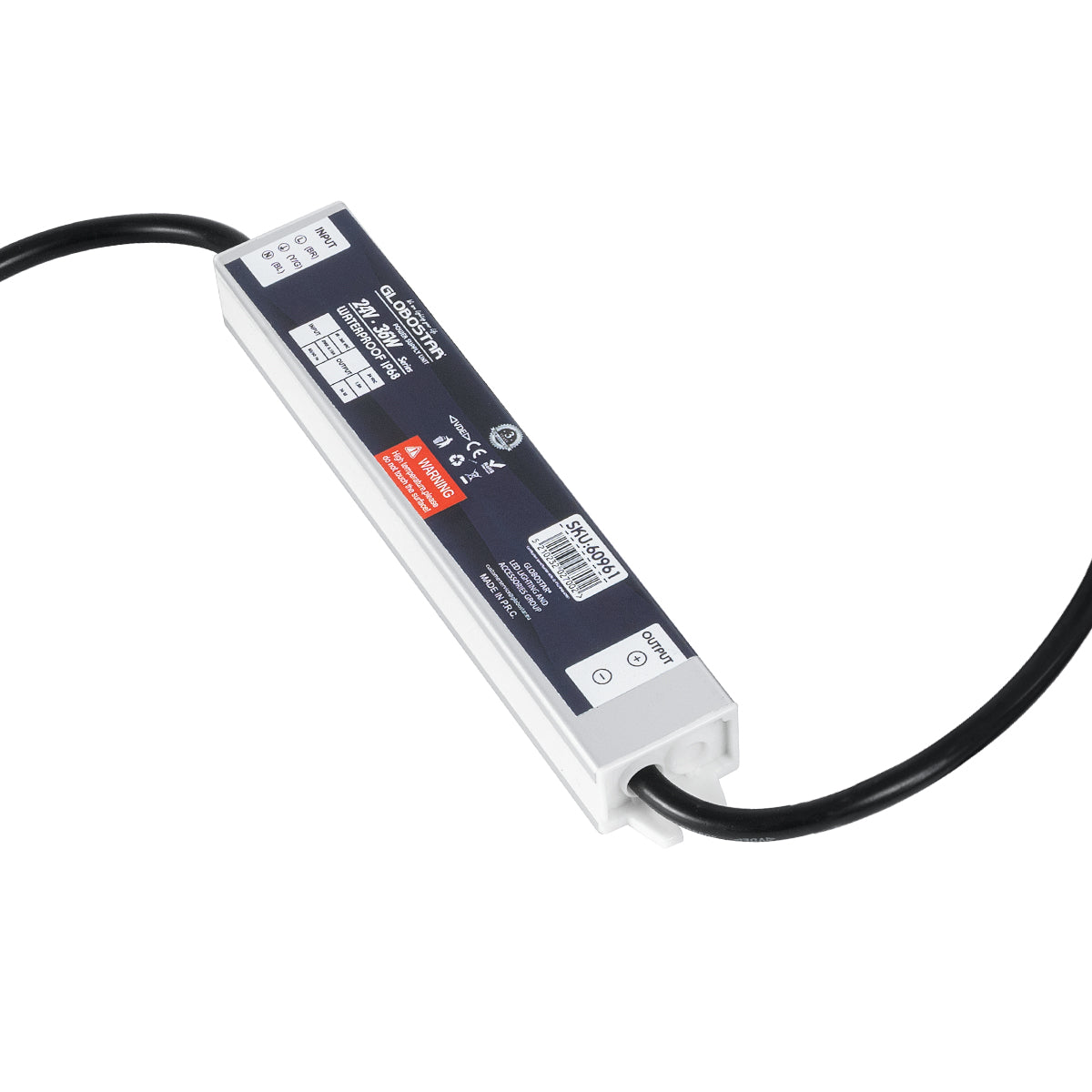 LUMISPLASH 60961 Τροφοδοτικό/Μετασχηματιστής Class II SELV 36W 1.5A DC 24V Αδιάβροχο IP68 - AC 220-240V σε DC 24V - Μ17 x Π3 x Υ2