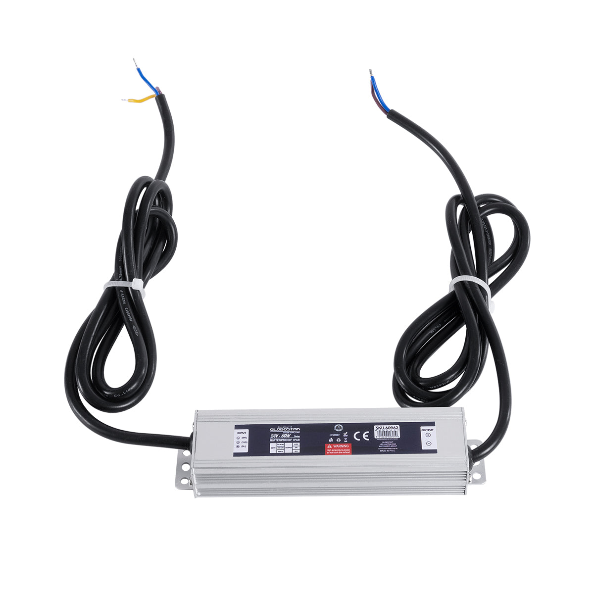 60962 Αδιάβροχο Τροφοδοτικό SELV για Προϊόντα Φωτισμού LED 60W 2.5A - AC 220-240V σε DC 24V με 1.2m VDE Καλώδιο Παροχής & Εξόδου Τροφοδοσίας - Αδιάβροχο IP68 - M15 x W3.5 x H2cm