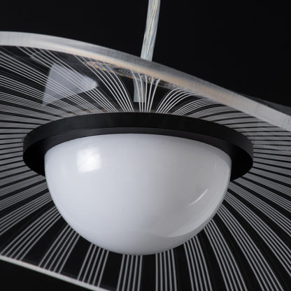 ACRYLICA 60974 Κρεμαστό Φωτιστικό Οροφής Design LED CCT 20W 2240lm 360° AC 220-240V - Εναλλαγή Φωτισμού μέσω Διακόπτη On/Off All In One Ψυχρό 6000k+Φυσικό 4500k+Θερμό 2700k Φ40cm - Μαύρο με Διάφανο Laser Designed Plexiglass