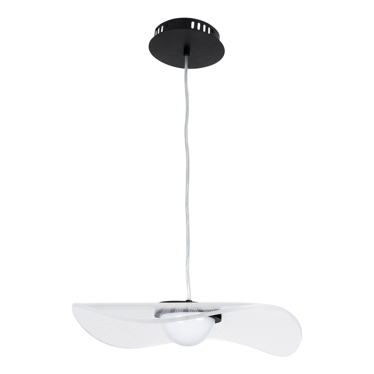 ACRYLICA 60974 Κρεμαστό Φωτιστικό Οροφής Design LED CCT 20W 2240lm 360° AC 220-240V - Εναλλαγή Φωτισμού μέσω Διακόπτη On/Off All In One Ψυχρό 6000k+Φυσικό 4500k+Θερμό 2700k Φ40cm - Μαύρο με Διάφανο Laser Designed Plexiglass