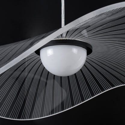 ACRYLICA 60975 Κρεμαστό Φωτιστικό Οροφής Design LED CCT 20W 2240lm 360° AC 220-240V - Εναλλαγή Φωτισμού μέσω Διακόπτη On/Off All In One Ψυχρό 6000k+Φυσικό 4500k+Θερμό 2700k Φ60cm - Μαύρο με Διάφανο Laser Designed Plexiglass